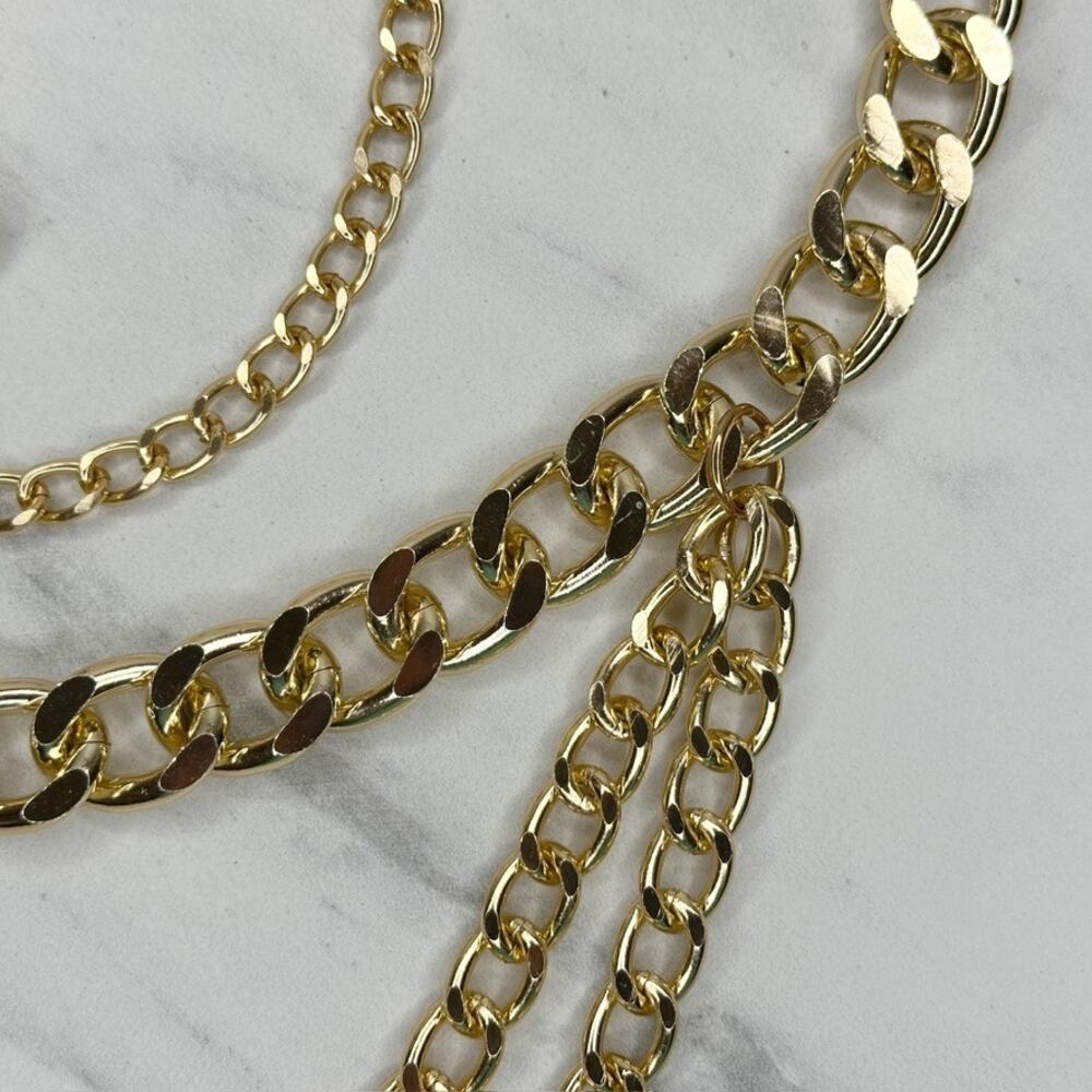 Womens Gold Tone Draped Multi Chain Belt Coin Charm One Size (OS) ✨ - Picture 11 of 16